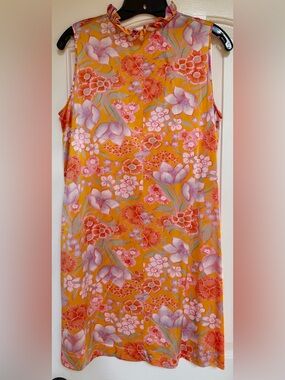 Vintage Vanity Fair Nylon Floral House Dress Robe Lounge Snap Front USA Retro